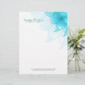 Pastel Blue en White Floral Design Custom Briefhoofd (Staand voorkant)
