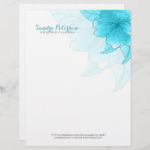 Pastel Blue en White Floral Design Custom Briefhoofd (Voorkant / Achterkant)