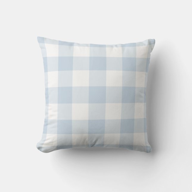 Pastel Blue en White Gingham Pattern Checkered Buitenkussen (Voorkant)