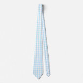 Pastel Blue en White Gingham Pattern Stropdas (Voorkant)