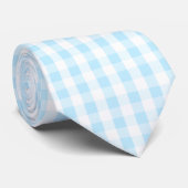 Pastel Blue en White Gingham Pattern Stropdas (Opgerold)