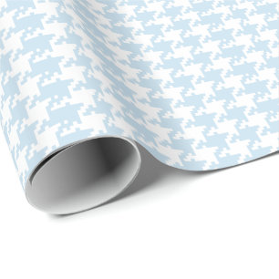 Pastel Blue en White Pied de Poule Pattern Cadeaupapier