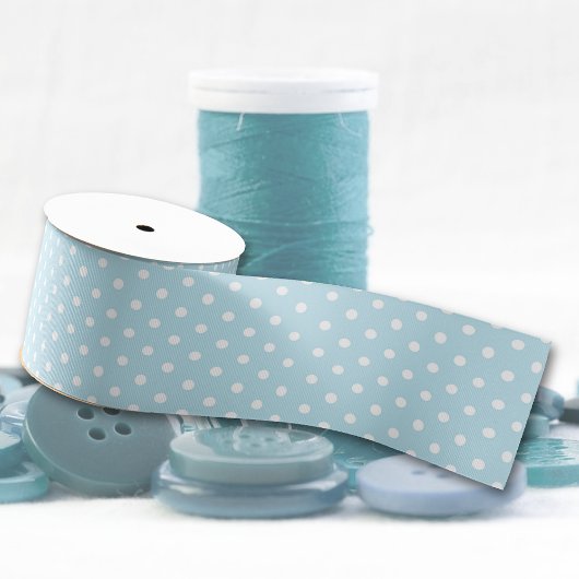 Pastel Blue en White Polka-Dot Pattern Grosgrain Lint