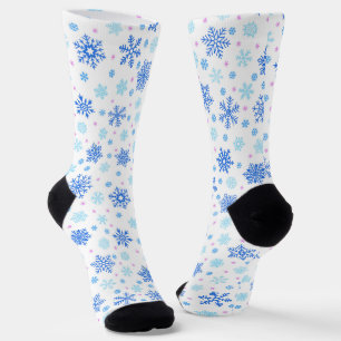 Pastel Blue en White Snowflakes Elegant Stijlvol Sokken