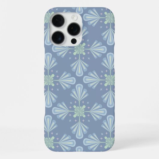 Pastel blue floral abstract repeat iPhone hoesje (Achterkant)