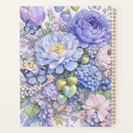 Pastel Blue Floral Butterfly Planner  (Dos)