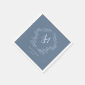 Pastel Blue Floral Crest Frame Elegant Servet (Hoek)