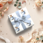 Pastel Blue Floral Tea Muizen Inpakpapier Vel