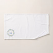 Pastel Blue Floral Wreath Custom Monogramme (Serviette à main)