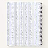 Pastel Blue Flowers and Stripes Coquette Monogram  Notitieboek (Achterkant)