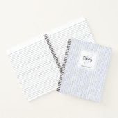 Pastel Blue Flowers and Stripes Coquette Monogram  Notitieboek (Binnen)