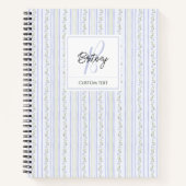 Pastel Blue Flowers and Stripes Coquette Monogram  Notitieboek (Voorkant)