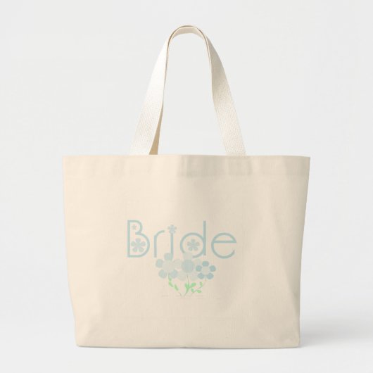 Pastel Blue Flowers Bride Grote Tote Bag (Voorkant)