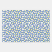 Pastel Blue Gingham Daisy Flower Polka Dot Pattern Inpakpapier Vel (Voorkant 2)