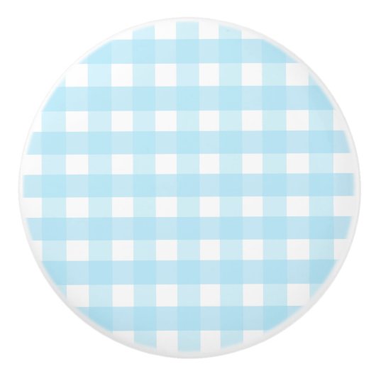Pastel Blue Gingham Pattern Keramische Knop (Voorkant)