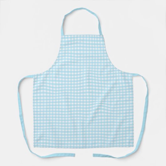 Pastel Blue Gingham Pattern Schort (Voorkant)