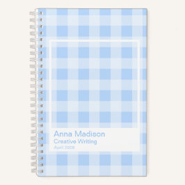 Pastel Blue Gingham Transparent Frame Notebook Notitieboek