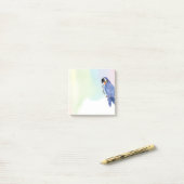 Pastel Blue & Gold Macaw Waterverf Parrot + Naam Post-it® Notes (Op bureau)