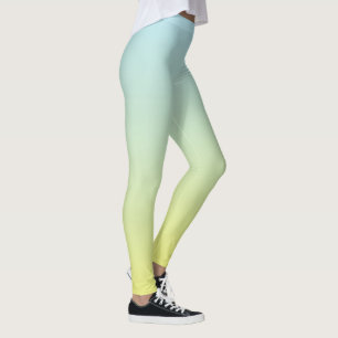 Pastel Blue, Green and Yellow Ombre Fade Leggings