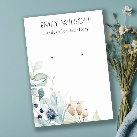 Pastel Blue Green Foliage Bunch Earning Display Kaart