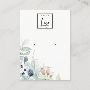 Pastel Blue Green Foliage Bunch Earning Display Visitekaartje
