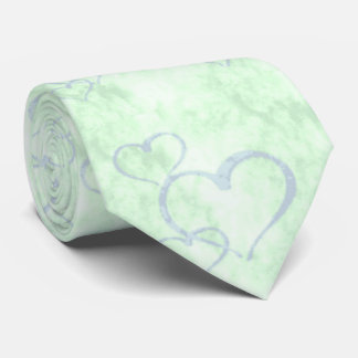Pastel Blue Green Valentine Hearts Cravate homme