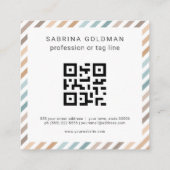 Pastel Blue Grey Gold Stripes QR CODE Vierkante Visitekaartje (Achterkant)