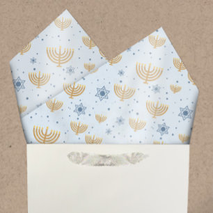 Pastel Blue Hanukkah Menorah Star van David Patter Tissuepapier