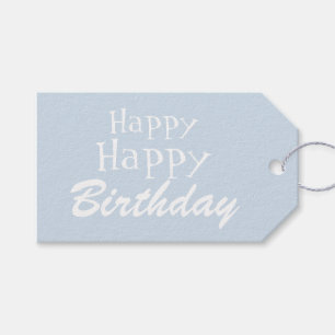 Pastel Blue Happy Birthday Gift Label Cadeaulabel