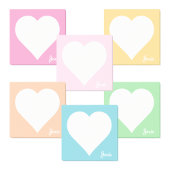 Pastel Blue Heart Sticky Notes met naam