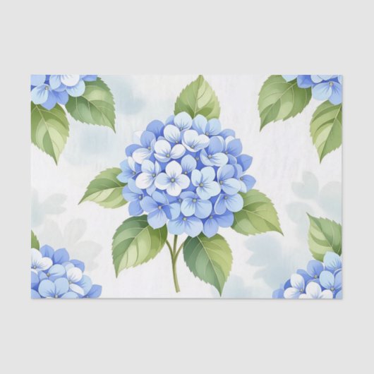 Pastel Blue Hydrangea Bouquet Pattern Tissuepapier (Voorkant)