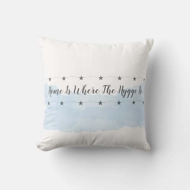 Pastel Blue Hygge Home Quote Kussen (Voorkant)