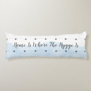 Pastel Blue Hygge quote Cosy Home Lichaamskussen
