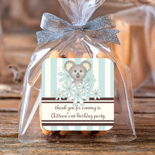 Pastel Blue Koala Boy Baby shower Verjaardag kin Vierkante Sticker