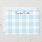 Pastel Blue Large Gingham Check Notitiekaartje (Voorkant)