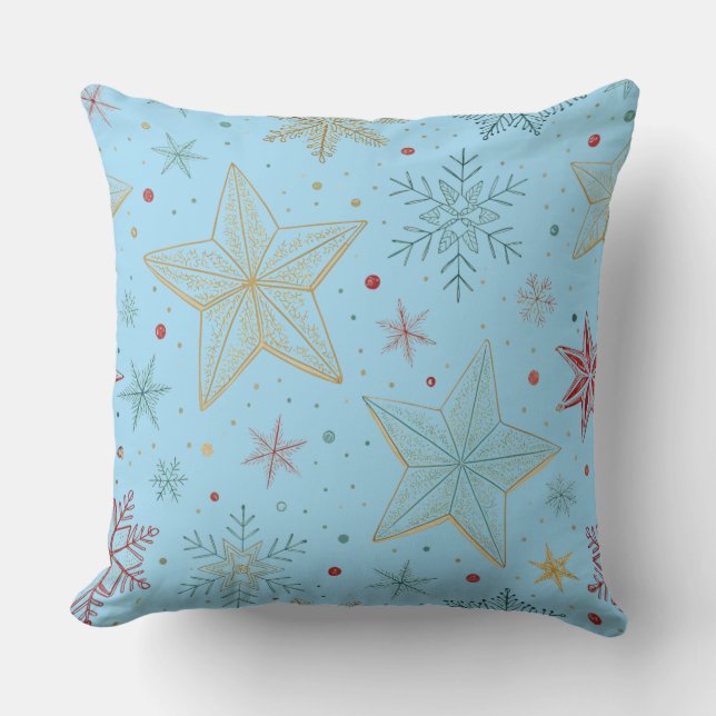 "Pastel Blue Large Star Pattern Sierkussen (Voorkant)