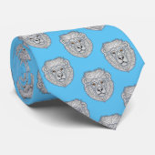 Pastel Blue Lion Head Pattern Stropdas (Opgerold)