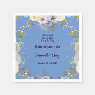 Pastel Blue Little Flower Bud Floral Baby shower Servet