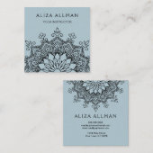 Pastel Blue Mandala Yoga Instructor Vierkante Visitekaartje (Voorkant / Achterkant)