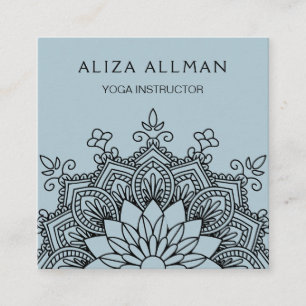 Pastel Blue Mandala Yoga Instructor Vierkante Visitekaartje
