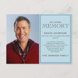 Pastel Blue Memorial Familie Erkenning Briefkaart