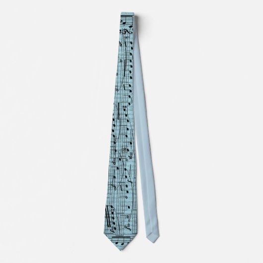 Pastel Blue Music Notes Stropdas (Voorkant)