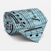 Pastel Blue Music Notes Stropdas (Opgerold)