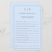 Pastel Blue Nursery Rhyme Quiz Baby shower Game (Voorkant / Achterkant)