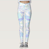 Pastel Blue Paars Yellow Holographic Impression Leggings (Voorkant)
