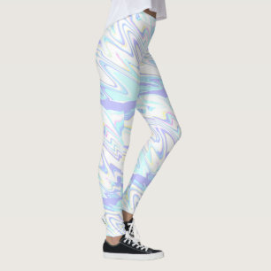 Pastel Blue Paars Yellow Holographic Impression Leggings