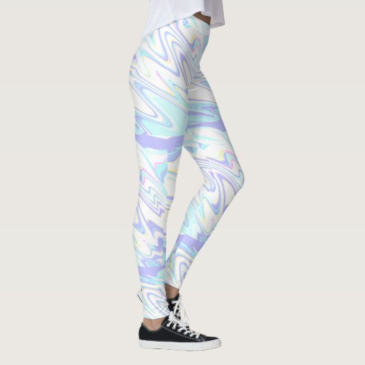 Pastel Blue Paars Yellow Holographic Impression Leggings (Rechts)