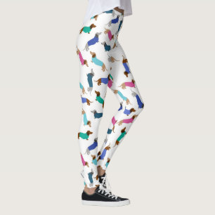 Pastel Blue Pink Blauwgroen Dachshund Leggings