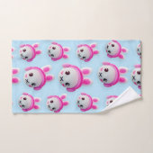 Pastel Blue & Pink Cartoon Bunny Towel (Serviette à main)