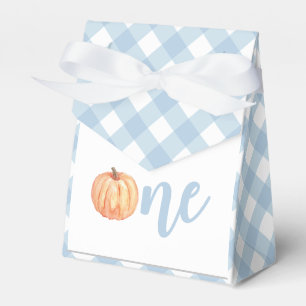 pastel blue plaid eerste verjaardag bedankdoosjes